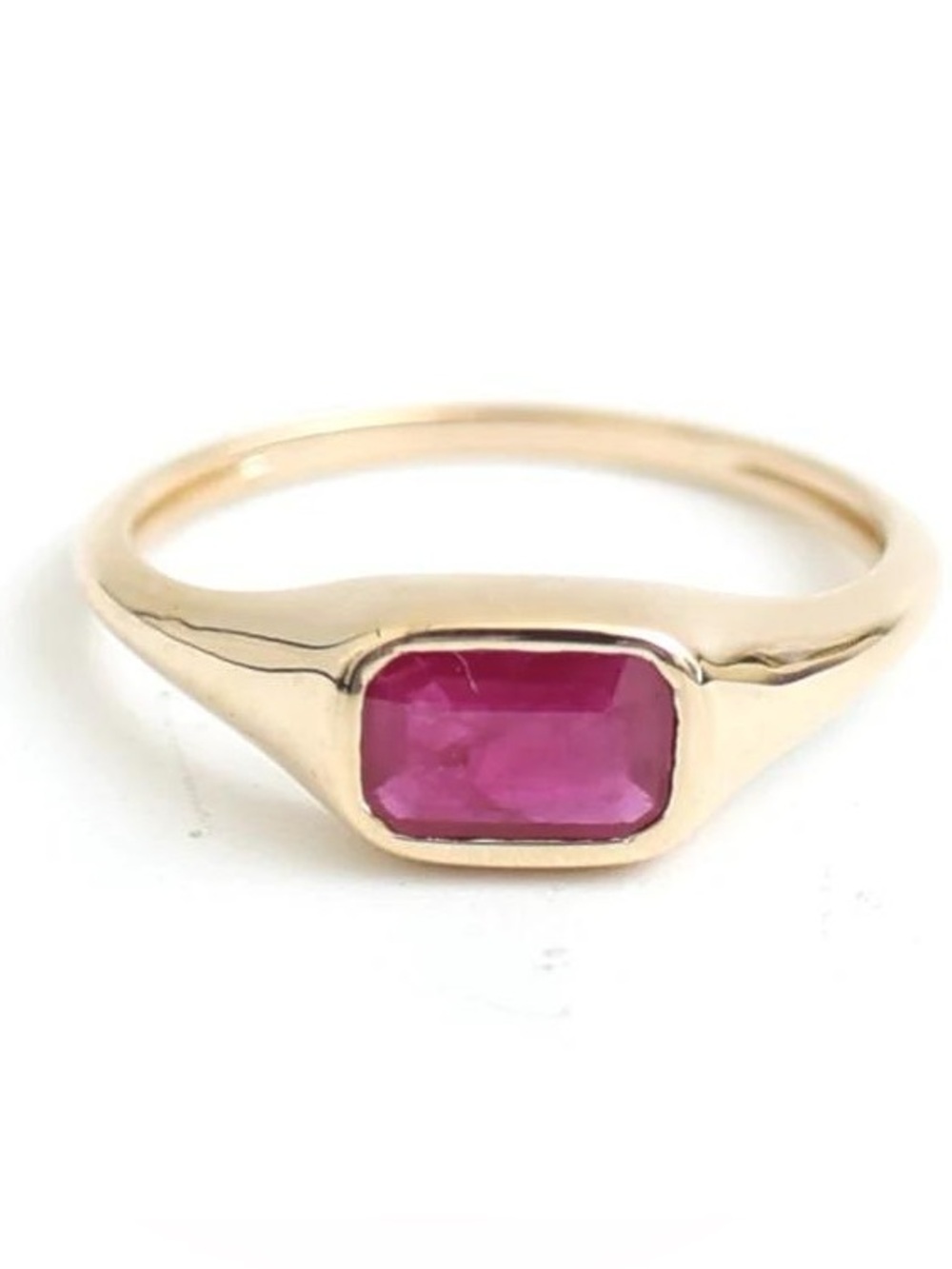 14K Real Solid Yellow Gold Ruby Ring Size 4